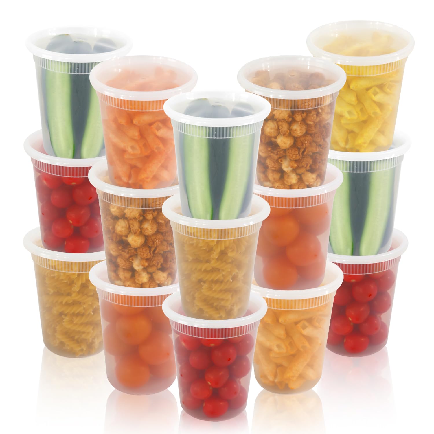 Photo 1 of [50 Sets - 32 oz.] Plastic Deli Disposable Food Storage Containers With Airtight Lids, Deli, Slime, Soup, Meal Prep Containers | BPA Free | Stackable | Leakproof | Microwave/Dishwasher/Freezer Safe�…
