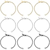 UNICRAFTALE 9Pcs 3 Colors 16.5cm Bracelets Chains 304 Stainless Steel Bracelet Extender Chains Half Finished Rolo Chain with Jump Rings Lobster Claw Clasps Chain Tabs for Women Bracelet Making