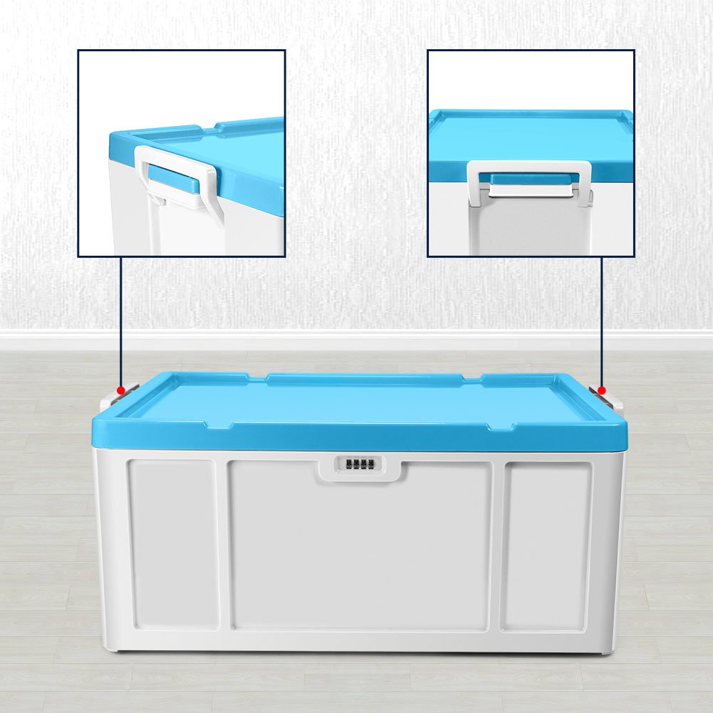 Storage Container Stackable Bins with Digit Lock ABS Safety Large Capacity 51L (cyan)