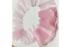 CREATIVESUGAR 5 Yards Retro Ruffle Pleated Chiffon Trim Dress Bag Decoration Tulle Fabric Applique Trimming Craft Sewing (Pink)
