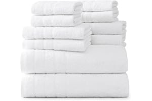 Casa Platino White Bath Towels Set - 8 Piece Towel Set - 100% Cotton Towels for Bathroom - 2 Large Bath Towels (30"x 60"), 2 Hand Towel & 4 Wash Cloths - Soft, Lightweight & Super Absorbent - White