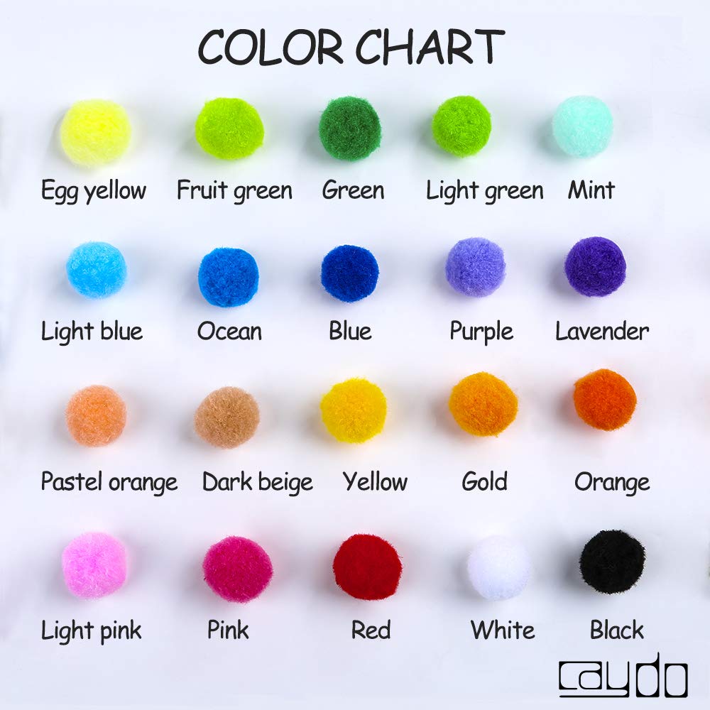 Caydo 400 Pieces 1 Inch 20 Colors Pompoms Arts and Crafts Pom Poms Balls for Hobby Supplies and Creative Craft DIY Material