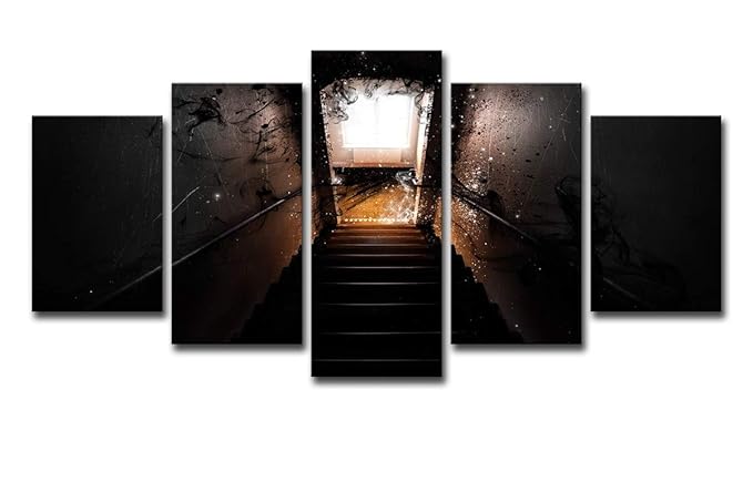 HDWALLART Große Leinwand Bild Drucke Wandkunst Bilder Leinwand Hd Drucke Wohnzimmer Rahmen 5 Stücke Licht Der Abstrakten Geis