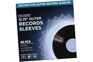 TNP 50 Vinyl Outer Sleeves Cover - Thick 3 Mil Vinyl Protective Sleeves 12.75" x 12.75" - Crystal Clear Plastic Record Sleeve