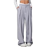MakeMeChic Women's Wide Leg Dress Pant High Waist Palazzo Asymmetrical Business Work Trousers Pants
