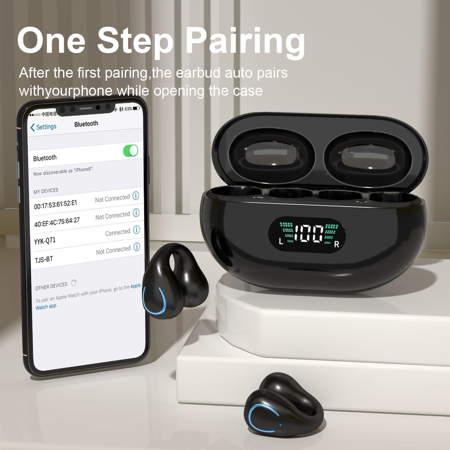 NUPLEA Open Ear Headphones,True Wireless Bluetooth 5.3 Lightweight Comfort Bone Conduction Clip On Earbuds