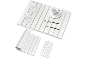 2 PCS Large Stone Dish Drying Mats for Kitchen Counter, 61"(L)×41"(W) Dish Drying Mat with 20"x 10" Coasters, Collapsible Qui