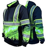 SafetyShirtz Men's SS360 ANSI Type-O and Enhanced Visibility Stealth Graphic Hoods and Zip Ups