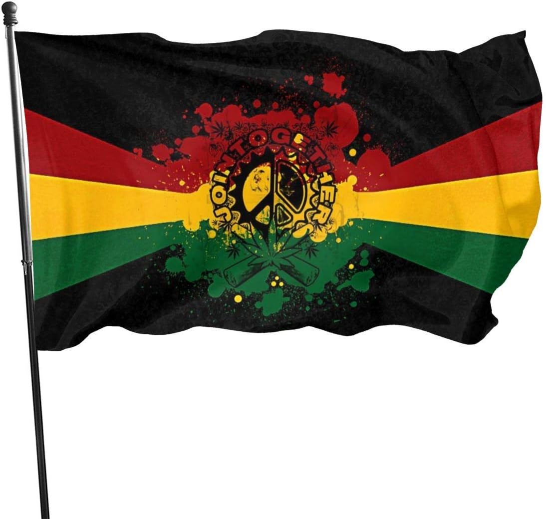 Oaqueen 3x5 Foot Decorative Flag Rasta Peace Reggae Background Garden Yard Decoration Rustic Coastal Seasonal Outdoor Decor Decorative Large Flag