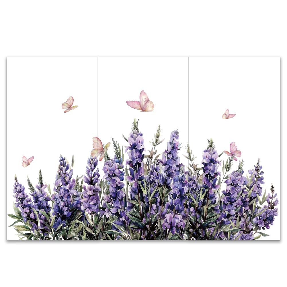 OLYCRAFT 3pcs/Set Lavender Rub on Transfers for Furniture and Crafts 15x30cm Lavender Bush Decor Transfer Stickers Butterfly Rub on Decals for Wood Furniture Scrapbooking Home Decorations