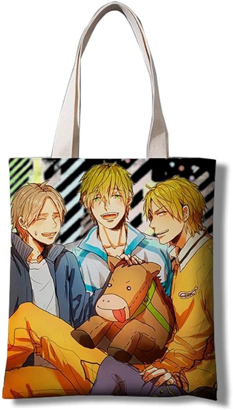 Amazon アニメキャンバススクールバッグ 両面パターン印刷デザインバッグ パーソナライズされたチャイルドギフト 毎日のレジャー学生 無料 岩鳶スイムクラブ アニメ 萌えグッズ 通販