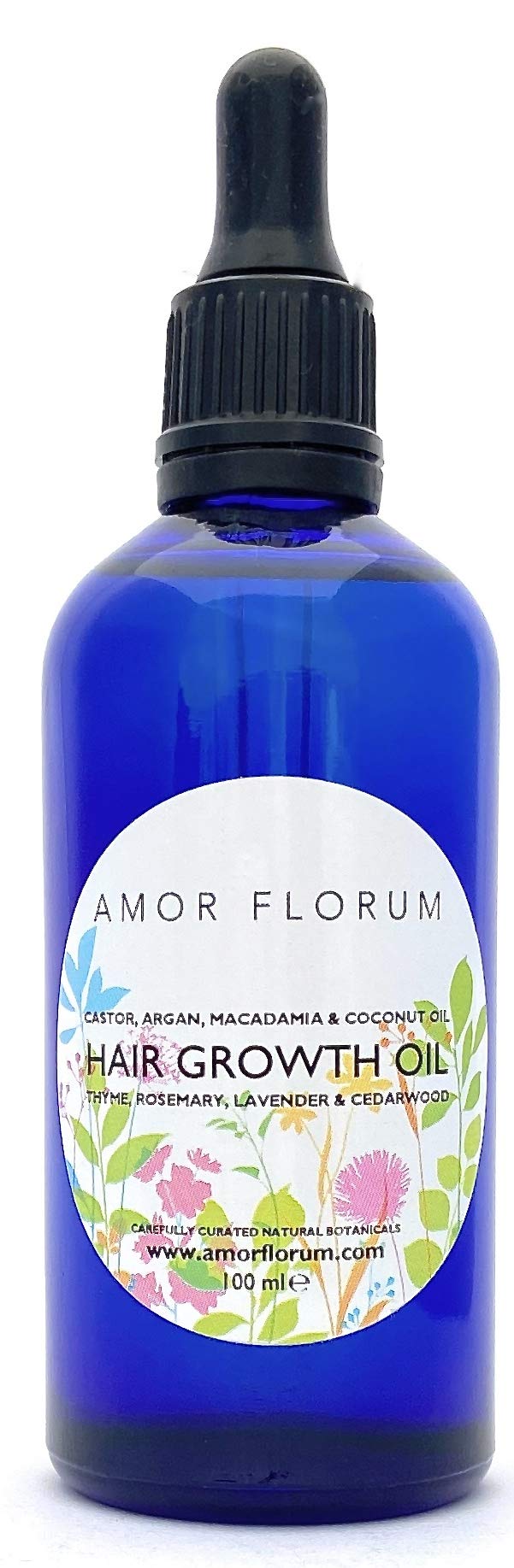 Amor Florum Scalp & Hair Density Oil – 100% Natural Castor & Rosemary Treatment – Nourishing Oil for Thicker, Fuller Looking Hair – 100ml Sustainable Glass Bottle