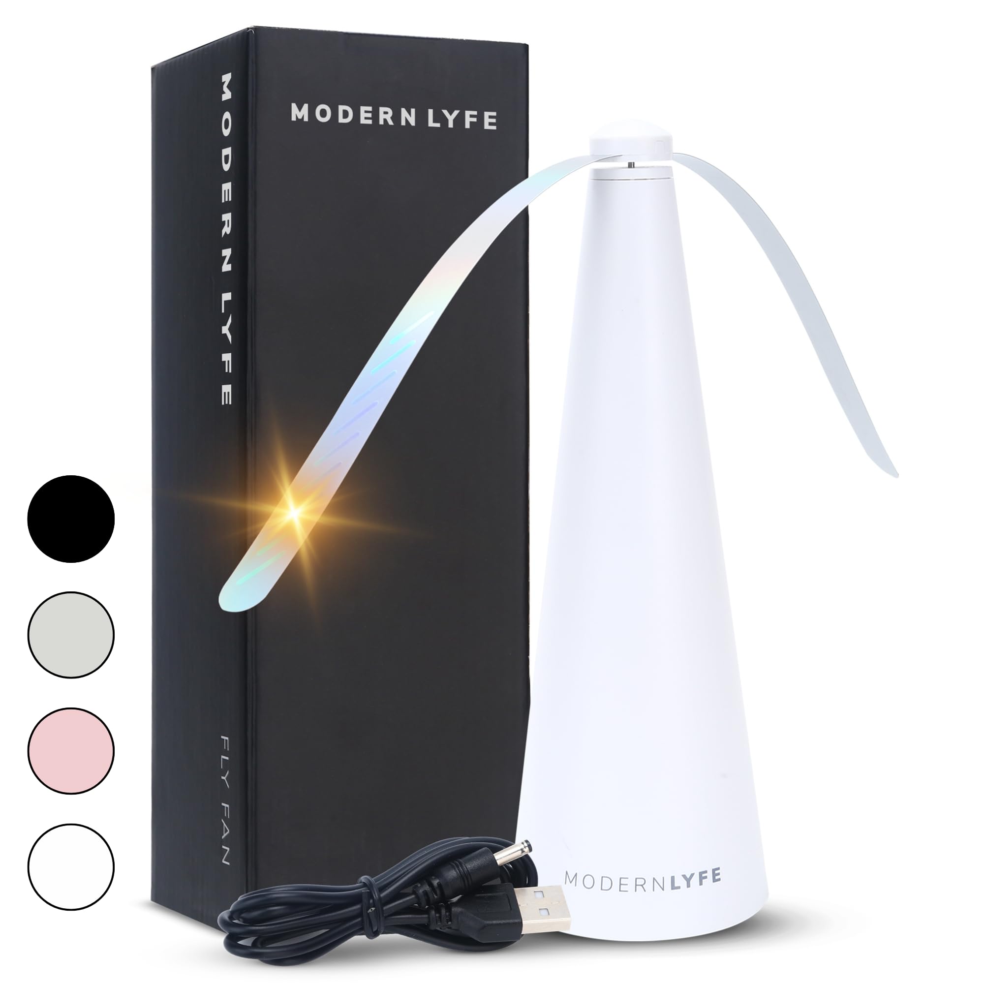Photo 1 of Fly Fans for Tables by Modern Lyfe - AA Battery & USB Powered - Fly Swatter Outdoor Camping Accessory Or for Food at Parties, Restaurants & Picnics, Bug Fan, Spinner Keeps Flies Away (1 Pack - White)