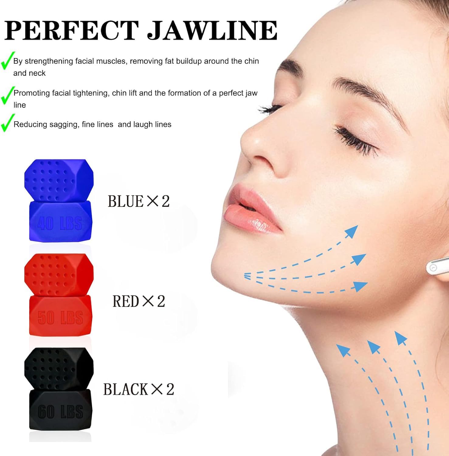 FGVOPJM Jaw Exerciser for Man and Woman 3 Resistance Levels (6 pcs) BPA Free Silicone Jawline Exerciser Gum Tablets Jaw Trainer & Jaw Shaper for Beginner, Intermediate & Advanced Users