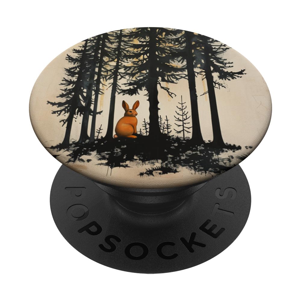 Bunny Rabbit Tall Pine Trees Mountains Forest Woods Nature PopSockets Swappable PopGrip
