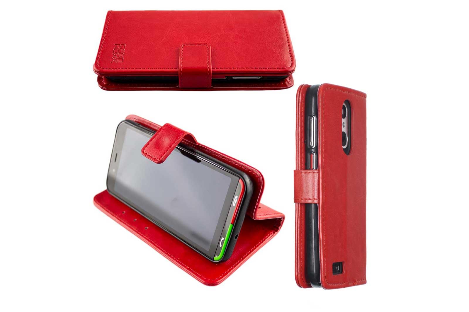 caseroxx Bookstyle-Case for Emporia Supereasy, Cover, faux leather, red, Card Slots & Magnetic Closure