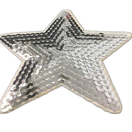 Pack Of 5 5 Star Shaped Sequin Embroidered Appliques Sew Or