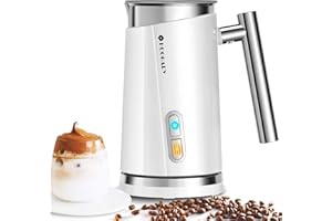 Huogary Milk Frother, Milk Steamer for Milk Foam & Hot Milk(4.5oz/10.5oz), Electric Milk Frother and Warmer for Homemade Coffee, 120V (white)