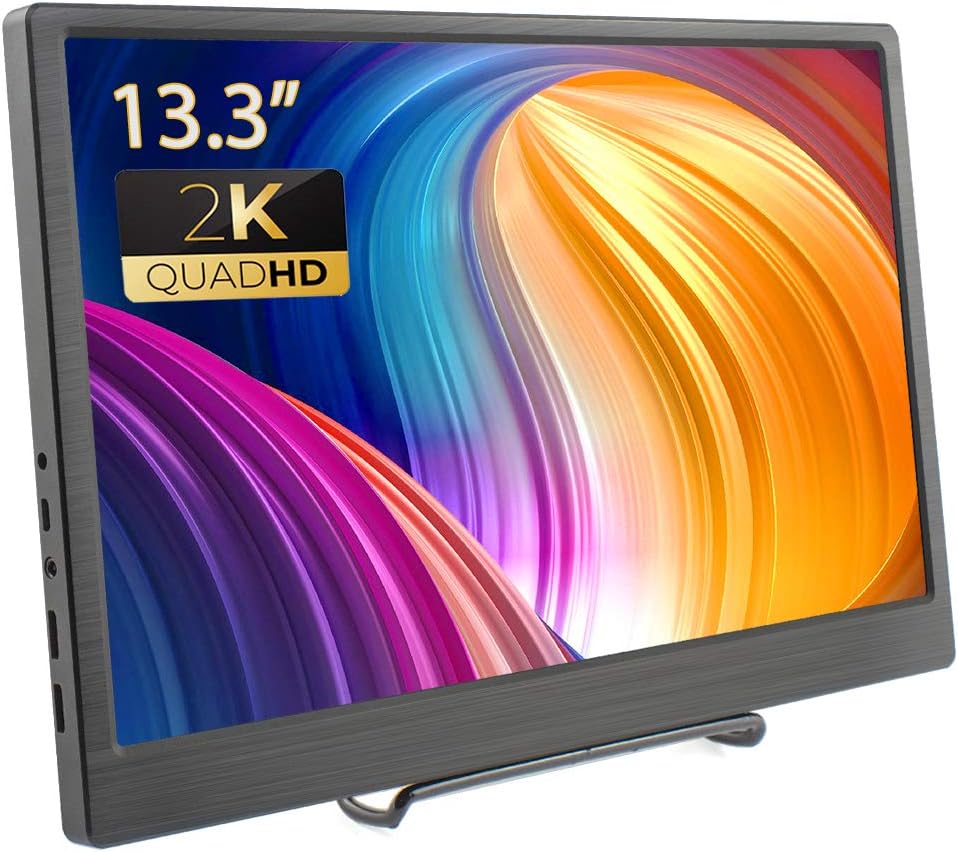 ELECROW 2K Portable Monitor 13.3 Inch IPS Computer Display 2560x1440 HD IPS Screen with Dual Mini HDMI Port Build-in Speakers for Laptop PC PS4 WiiU Xbox Raspberry Pi 4B/3B+/3B