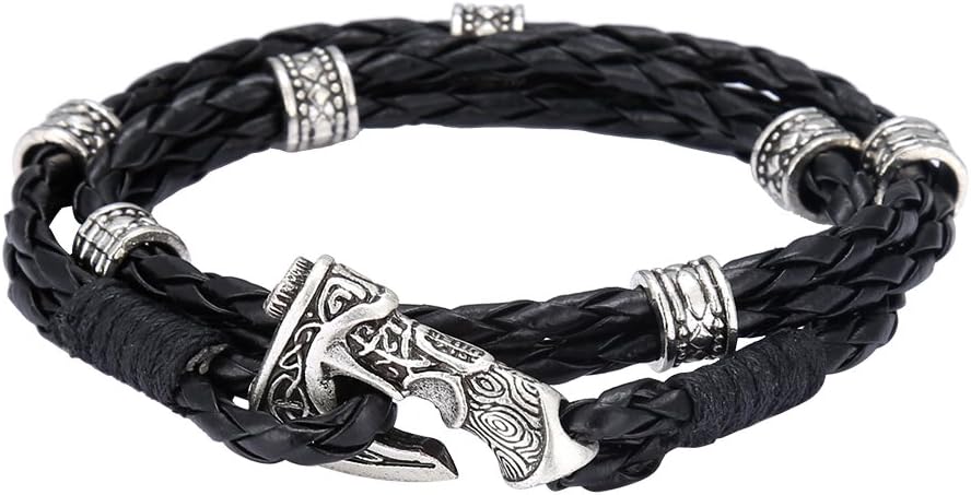 Viking Rune Norse Celtics Ax Bracelet Wristband Bangle Amulet Talisman Bracelet + Gift Pouch