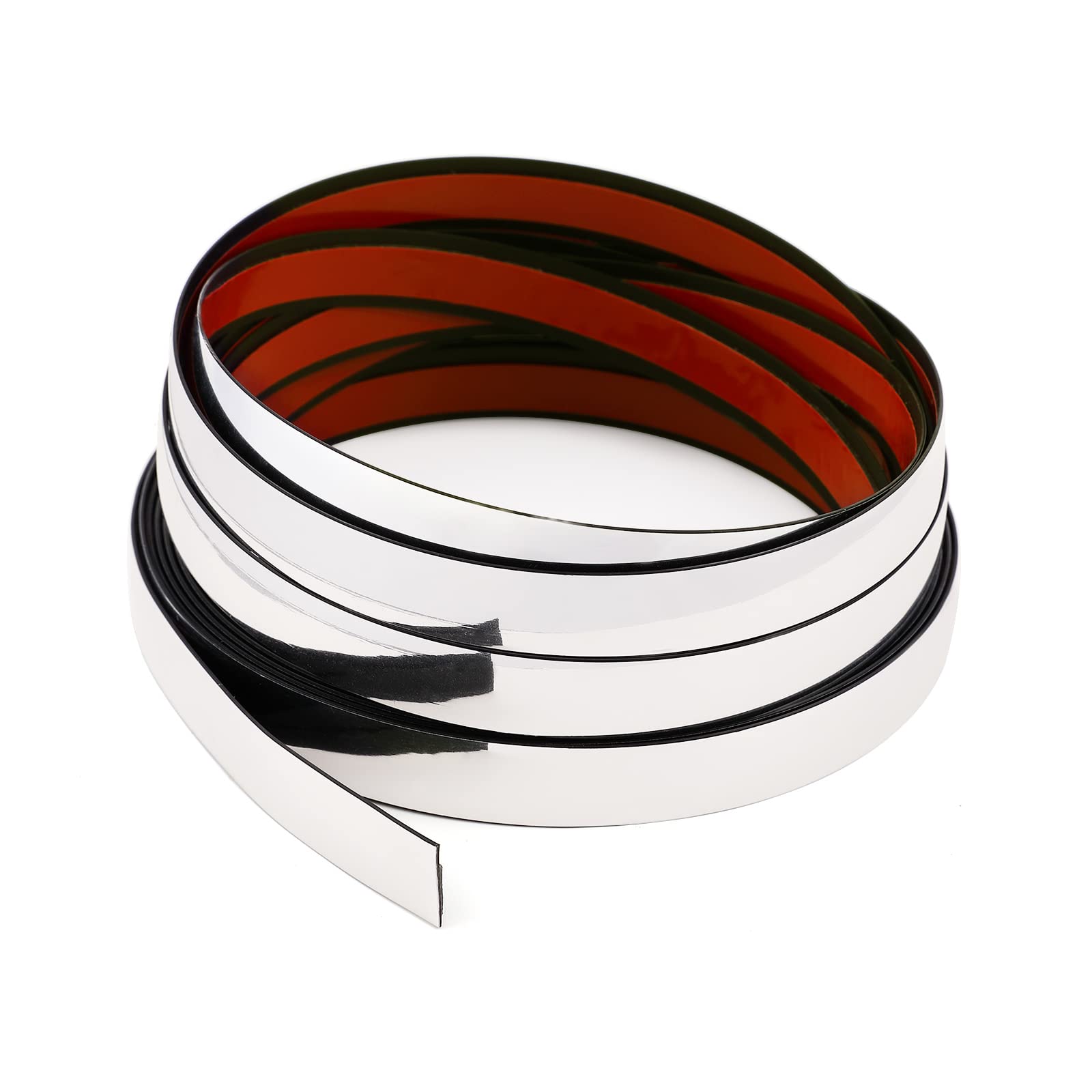 Photo 1 of Metallic Silver Molding Trim Flexible PVC Decorative Mirror Border Tape Self Adhesive Vibrant Mirror Like Shiny Decorative Trim for Table, Wall, Mirror, Door, Wardrobe (1/2 in X 16.4 FT, Silver)