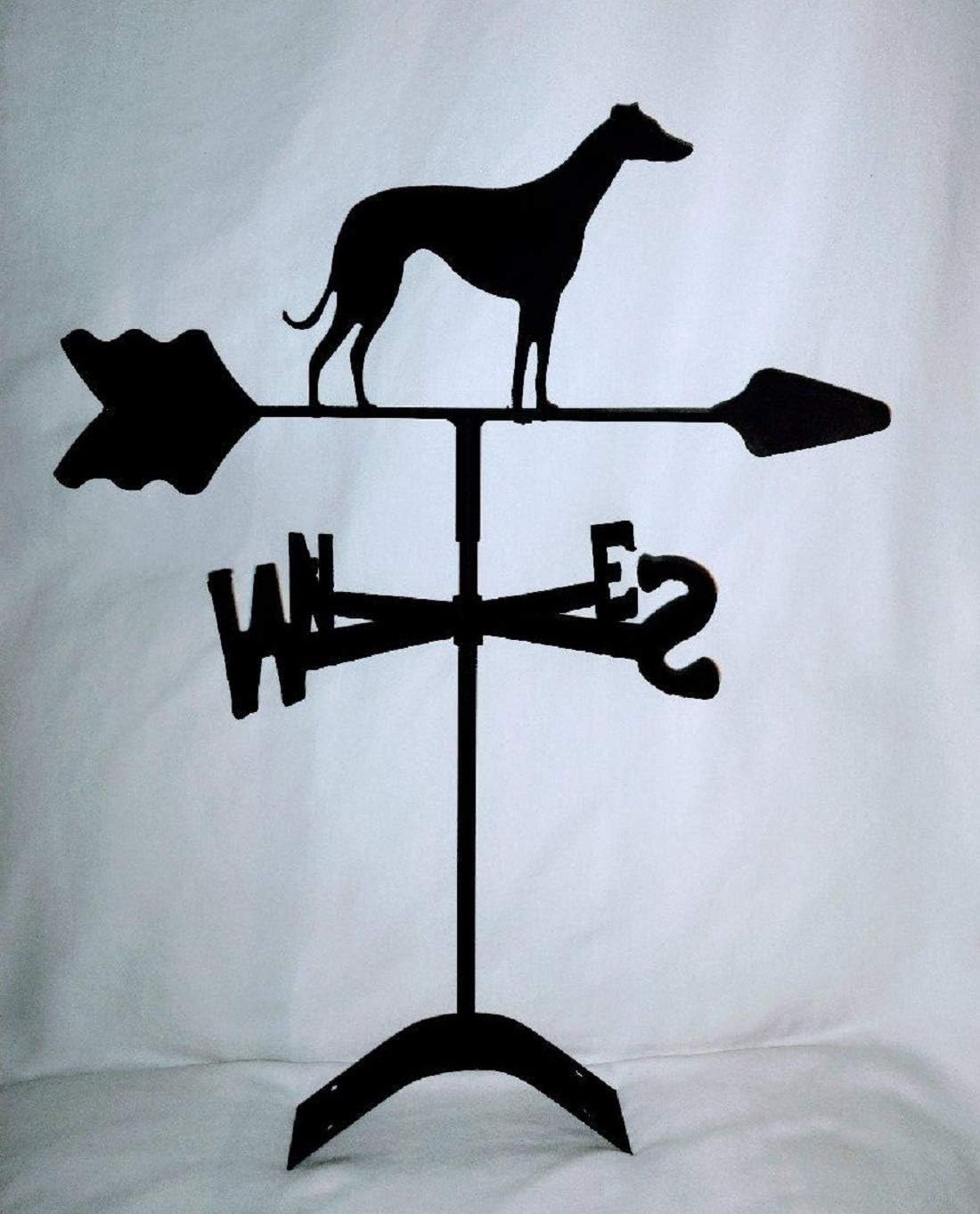 Weathervanes - The Lazy Scroll Greyhound Roof Mount Weathervane Black Wrought Iron Look