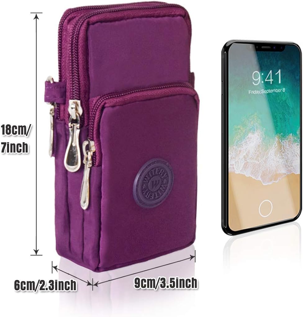 LassZone Women Crossbody Phone Bag Waterproof Nylon Crossbody Shoulder Bag Mobile Phone Purse Wallet Wristlet Small Handbags with 3 Zipper Pockets and Adjustable Strap - Image 3