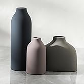 Ceramic Vase Set of 3,Flower Vase Home Decor,Modern Farmhouse Decor, Pampas Grass Dried Fresh Flowers,Bedroom,Living Room,Bookshelf Decoration, Centerpiece Table Boho Decor.