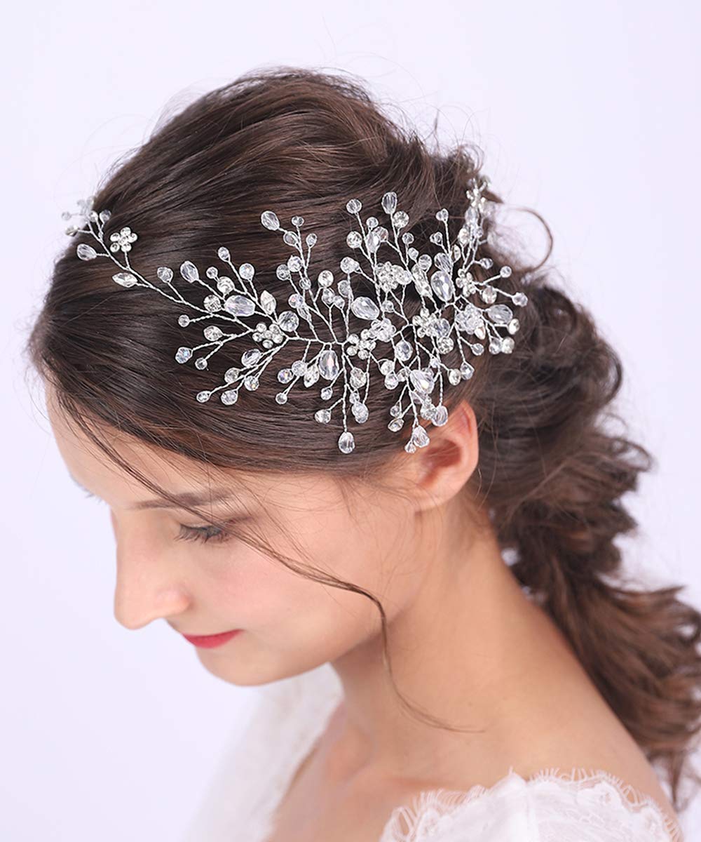 Anglacesmade Bridal Headband Crystal Hair Vine Rhinestone Headpiece Wedding Hair Accessories Boho Jewelry for Women and Girls