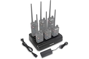 BAOFENG UV-5R Six-Way Charger Multi-Unit Charger Station for BF-F8HP UV-5R UV-5RE UV-5R Retevis RT-5R RT-5RV Mirkit UV-5R MK4 Walkie Talkie and Battery(1Pack)
