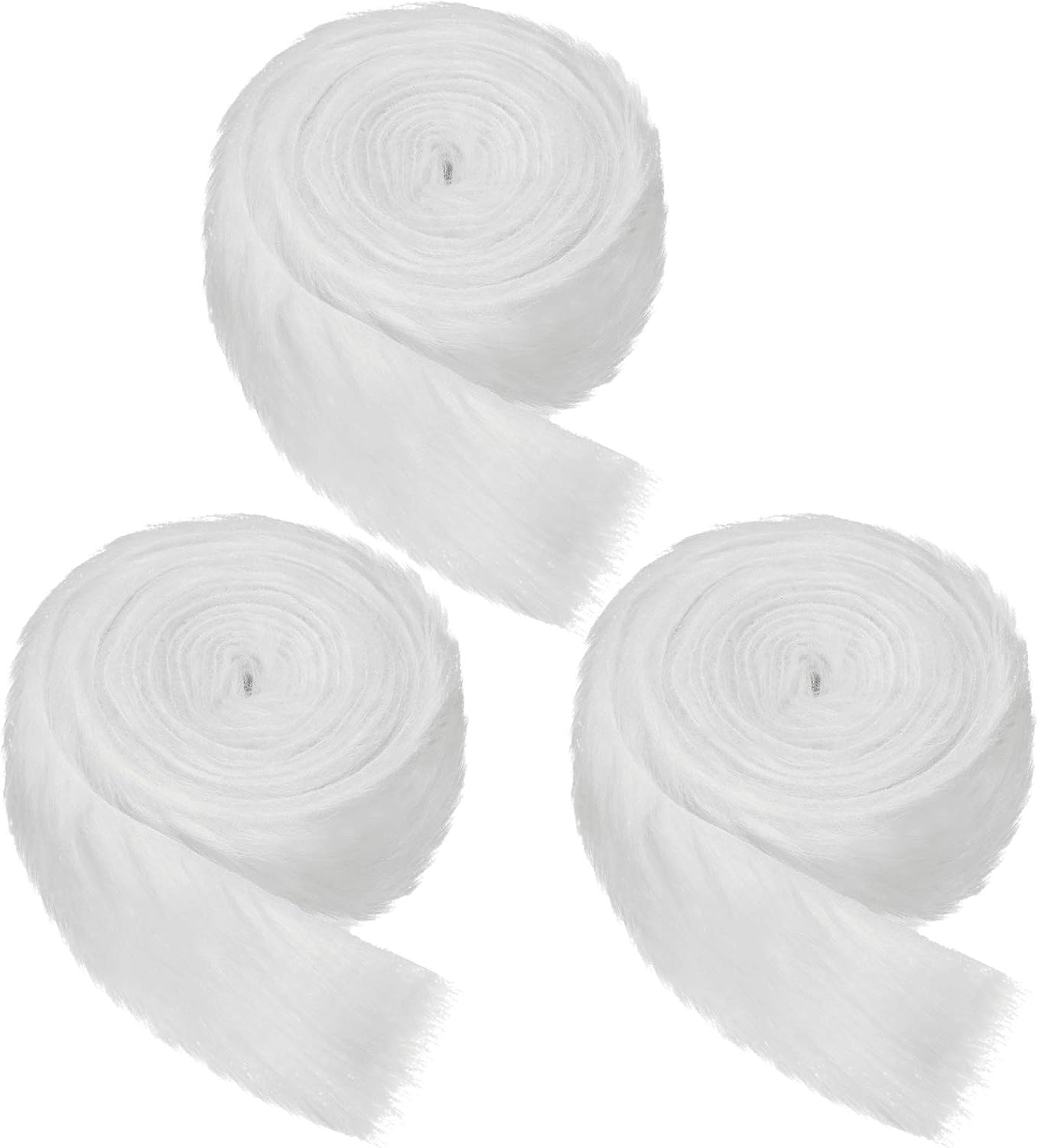 3 Pieces Christmas Faux Fur Ribbon Trim Fabric Roll White Faux Fur for