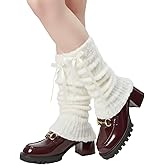 FUFUFARYA Fuzzy Leg Warmers for Women Girls Cute Bow Y2K Leg Sleeve Socks for Boots Winter White Soft Fluffy Ankle Wamers
