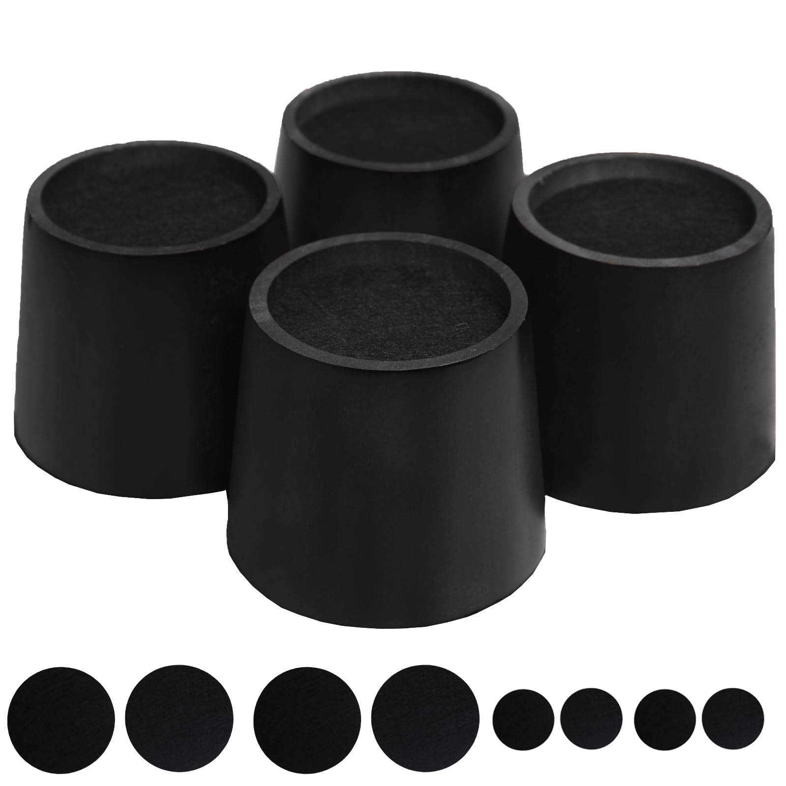 Photo 1 of Txcucc Wooden Black Furniture Risers 4 Inch Tapered Bed Risers Set of 4, Heavy Duty Wood Bed Lifts Risers for Table, Sofa, Couch, Desk and Dresser(4”)