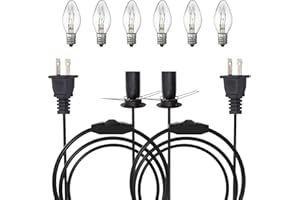 SANJOON Salt Lamp Cord Replacement,5 feet Lamp Cord with Base Assembly, 6 Pcs 15 Watts Bulbs with Dimmer Switch,Compatible with Himalayan Salt Lamp Salt Rock Lamp String Light(2 PCS)