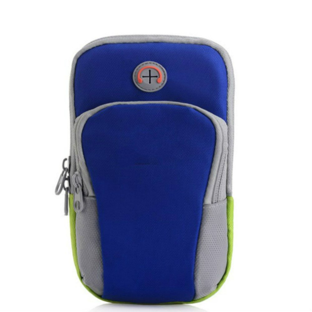 Enshey Sports Armband, Multifunctional Pockets Waterproof Running ArmBag with Key Holder and Earphone Hole，Workout Exercise Gym Jogging Walking (Blue)