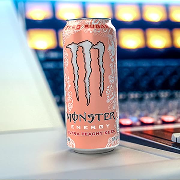 MONSTER ENERGY ULTRA PEACHY KEEN, SUGAR FREE ENERGY DRINK, 16 OZ