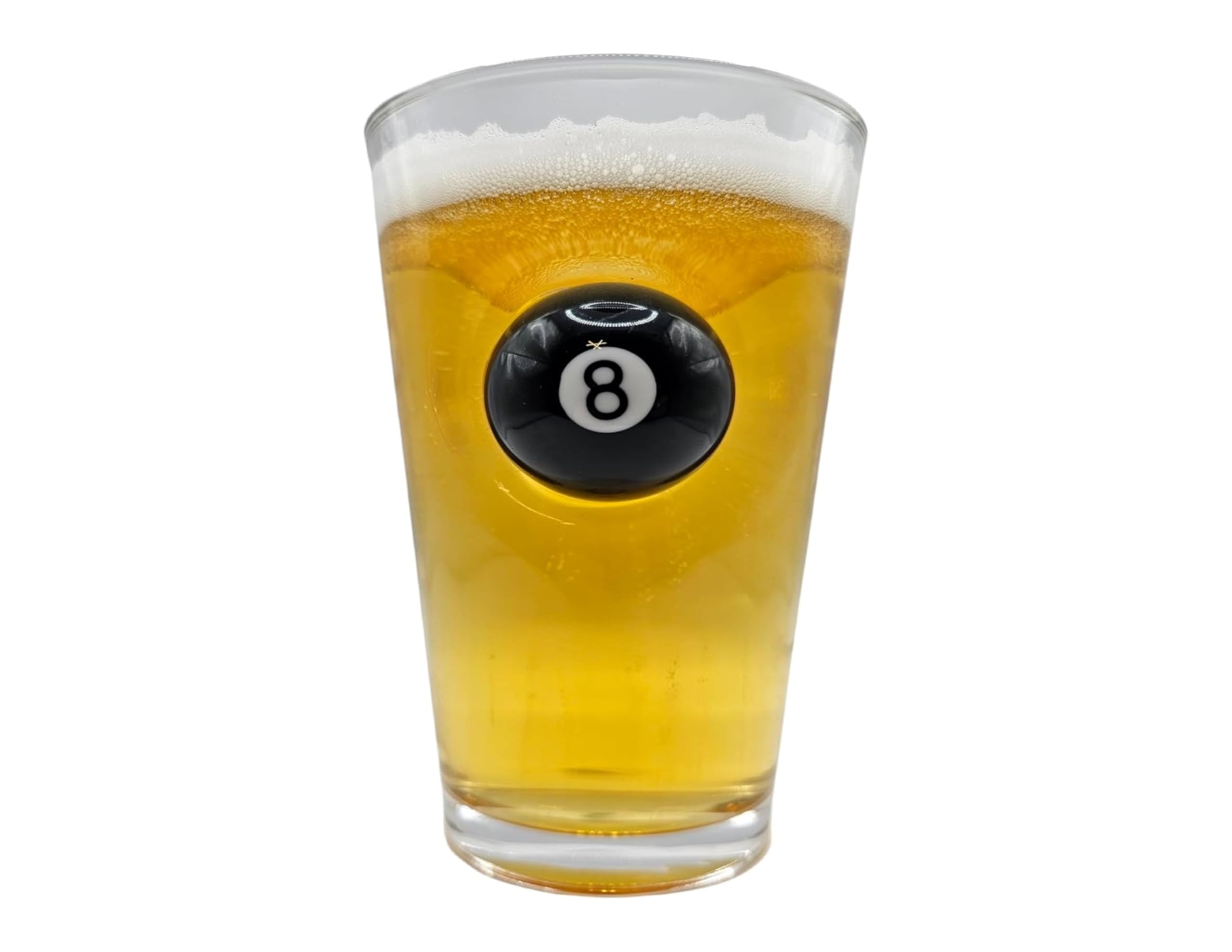 Solo Pro Pool Beer Glass Pint Glass with Embedded Mini 8 Ball Pool Ball Pool Gifts |Handmade in UK Fathers Day Gift Man Cave Gift