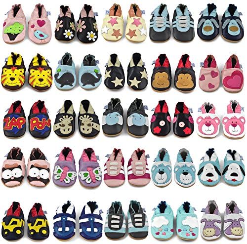Petit Marin Beautiful Soft Leather Baby Shoes with Suede Soles – Toddler/Infant Shoes - Crib Shoes – Baby First Walking Shoes - Pre-Walker Shoes - 40 Designs