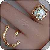 CJIAYUJEW Vintage Pearl Ring for Women Adjustable Open Pearl Ring Stacking Pearl Cluster Rings Trendy Personality Pearl Statement Ring Sets Jewelry for Women