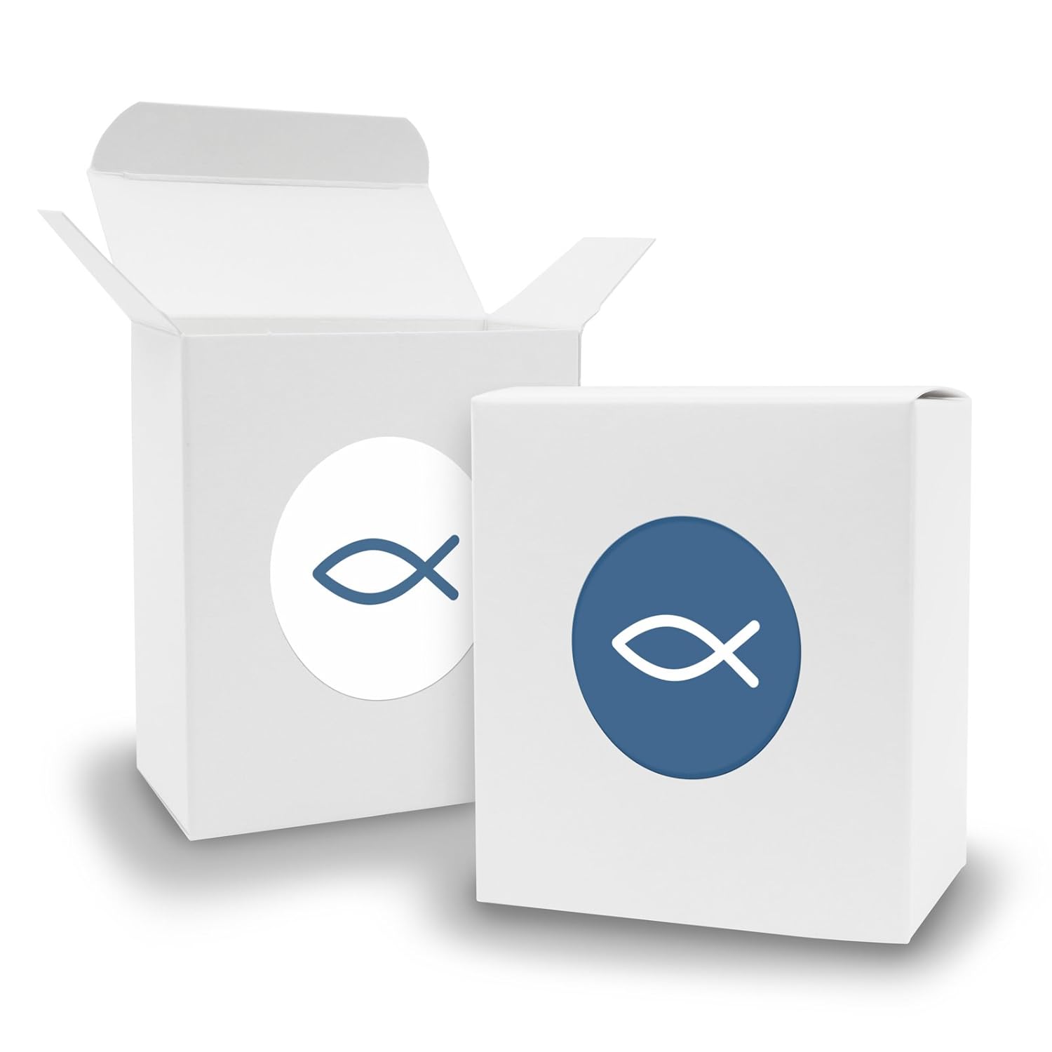 Sticker 24x Faltschachtel Würfel 5cm weiß Motiv31 itenga Set Fisch