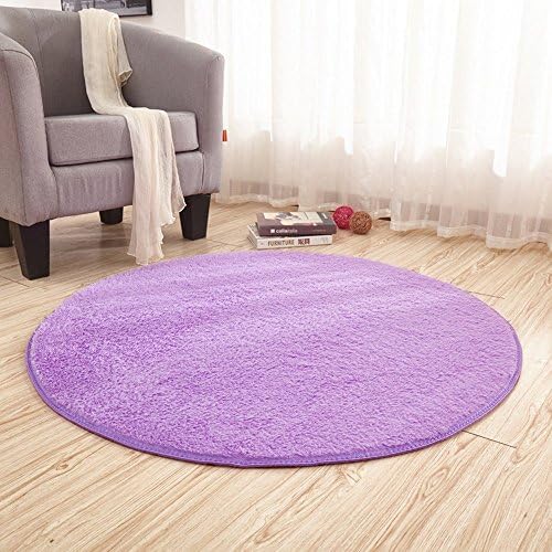 Ultra Soft Round Rugs for Bedroom Uboss Anti-slip Shaggy Kids Room Carpets Children Play Tent Mat (Purple)