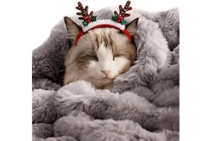 SOMAHE Cat Blanket for Indoor Cats Ultra Soft Plush Faux Fur Kitten Blankets Machine Washable Reversible Pet Throw Protector for Couch Furniture 21"X 18" Grey