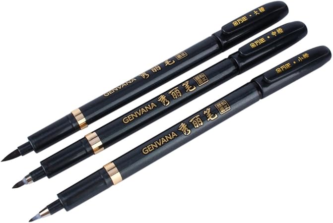 Stylo De Calligraphie Chinoise Delaman Kit De 3 Pcs Stylo Feutre Avec Pointe Souple Encre Noire Pour Signature Peinture Esquisse Amazon Fr Fournitures De Bureau