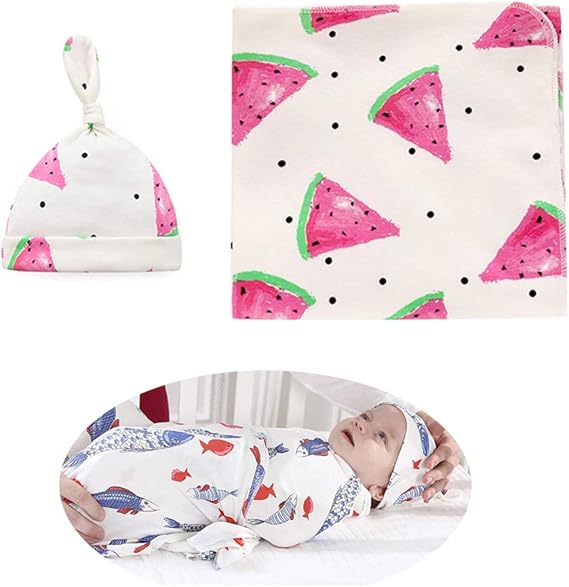 Amazon キャップに赤ちゃんマット 新生児を包んだおくるみ 毛布 しゃっくり 赤ちゃんふた 柔らかな赤ちゃんハウエルが男の子にプレゼント スイカ おくるみ ベビー マタニティ 通販