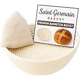 Saint Germain Bakery Premium Round Bread Banneton Basket with Liner - Perfect Brotform Proofing Basket for Making Beautiful B