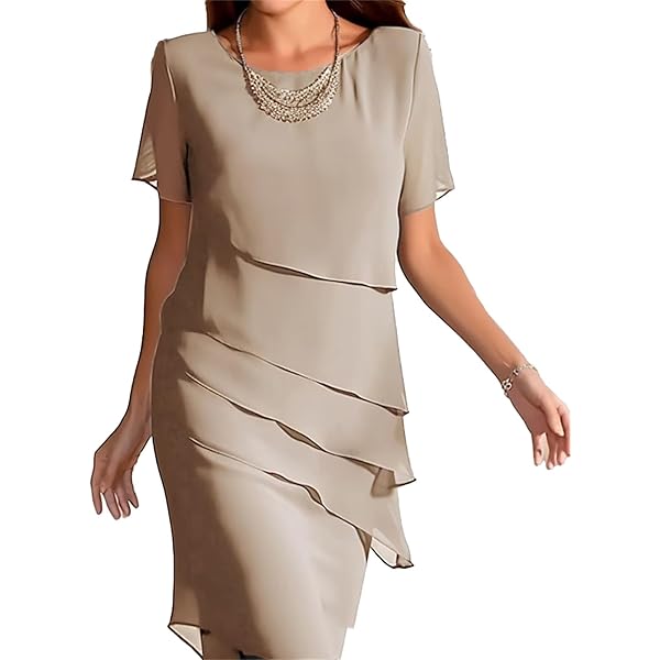Summer Dresses for Women 2024 Elegant Short Sleeve Layered