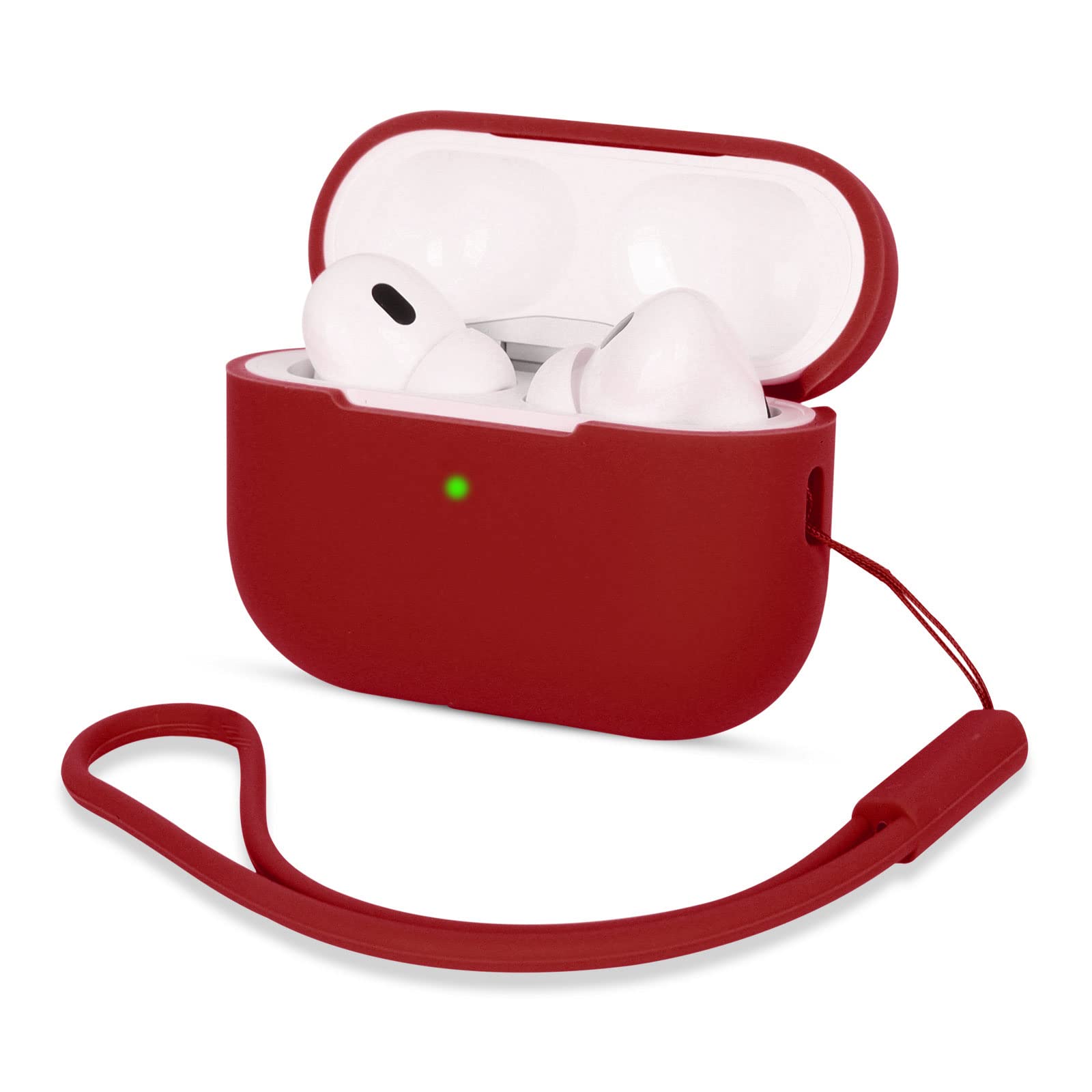 AOTUAO Compatible with AirPods Pro 2 Case Cover, Shock-Resistant Protective Silicone Case Cover for AirPods Pro 2nd Generation 2022 with Silicone Lanyard, Front LED Visible, Burgundy — image 1