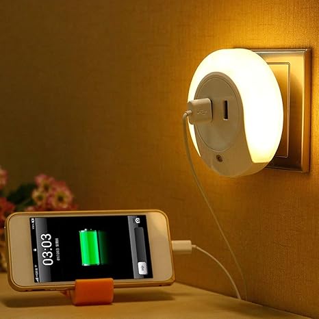 HOME CUBE 1 Pc Smart Control Sensor LED Night Light Bedroom Lamp with Dual USB Phone