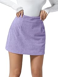 Wenrine Womens Mini Skirt High Waisted Basic Casual