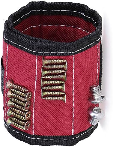 Magnetic Wristband Tool with Super Strong Magnets Adjustable Wrist Arm Band Screw Holder Handy for Holding Screws Nails Bolts Drilling Bits and Small tools
